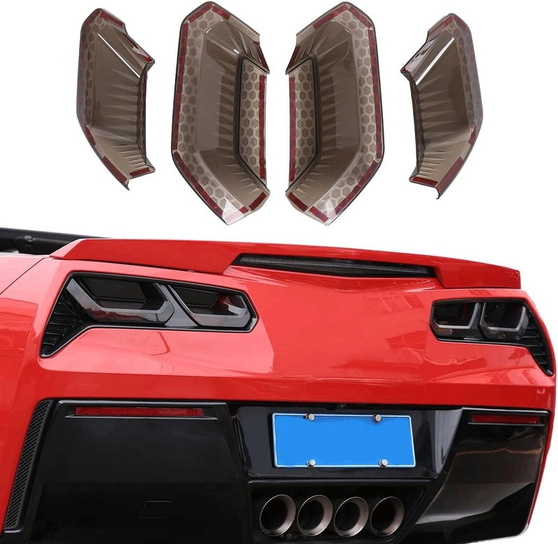 JONKOKO ABS Black Rear Tail Light Lens Taillight Kit Fit for Chevrolet Corvette C7 2014-2019 Car Exterior Taillight Protection Cover Accessories (Style B) - Image 1